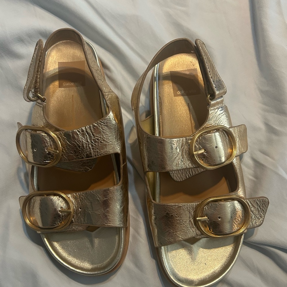 Dolce Vita Metallic Gold Double Strap Sandals